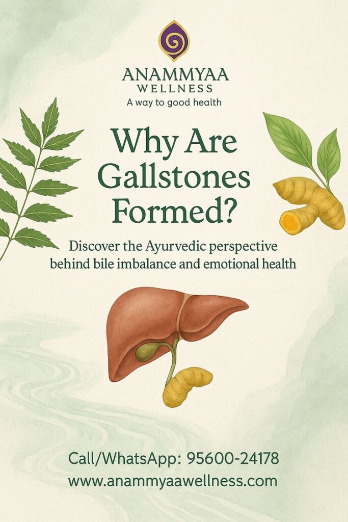 Dosha imbalance chart explaining gallbladder-related issues in Ayurveda