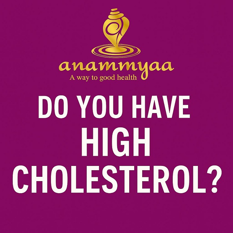 Ayurvedic infographic explaining dosha imbalance and cholesterol rise
